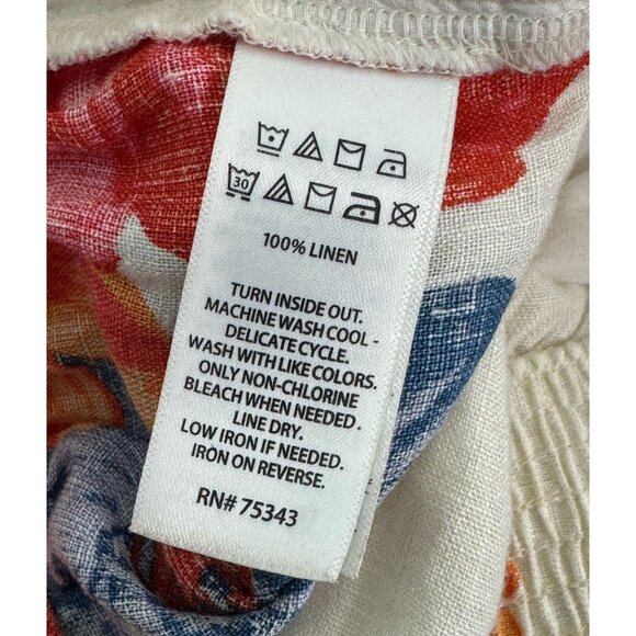 Joie 100% Linen Floral Pants Wide Leg Cropped Boho Vacation Resort Womens Sz LG - Picture 6 of 7